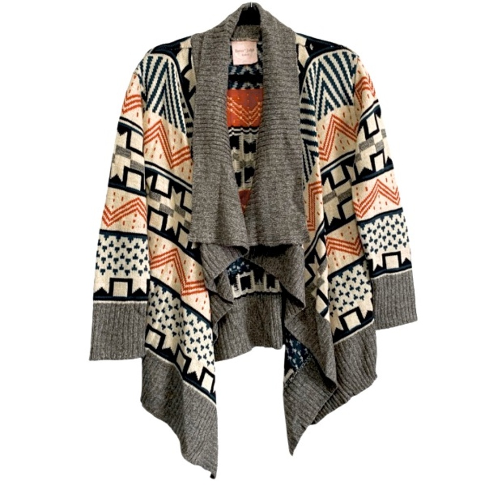 Romeo & Juliet Couture Aztec Print Open Draped Cardigan